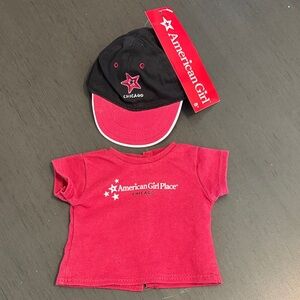 American Girl Red and Black Tee and Cap Set